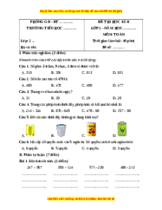 Đề thi cuối kì 2 Toán lớp 2 Cánh diều (Đề 6)