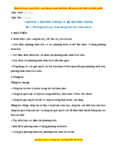 Giáo án Phương trình quy về phương trình bậc nhất một ẩn Toán 9 Chân trời sáng tạo
