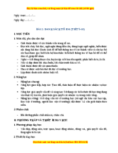Giáo án Danh sách tổ em Tiếng Việt 2 Chân trời sáng tạo