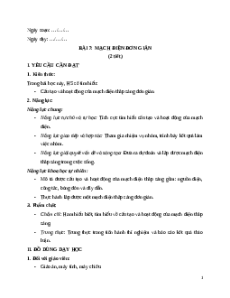 Giáo án Bài 7: Mạch điện đơn giản Khoa học lớp 5 Chân trời sáng tạo