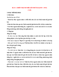 Giáo án Bài 4 Lịch sử 9 Chân trời sáng tạo: Chiến tranh thế giới thứ hai (1939 – 1945)