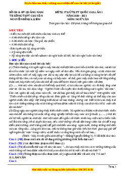 Đề thi thử Ngữ Văn trường Chuyên Nguyễn Bỉnh Khiêm lần 1 năm 2021