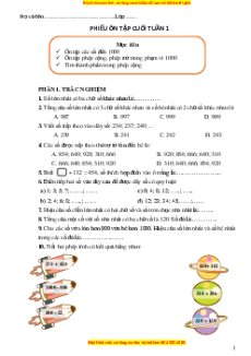 Bài tập cuối tuần Toán lớp 3 Kết nối tri thức Học kì 1 Phiên bản 2