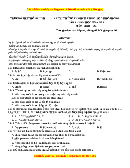 Đề thi thử Sinh Học trường Hồng Lĩnh lần 1 năm 2021