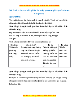 Giải Sgk Toán lớp 3 Bài 75: Thực hành và trải nghiệm thu thập, phân loại, ghi chép số liệu, đọc bảng số liệu (Kết nối tri thức)
