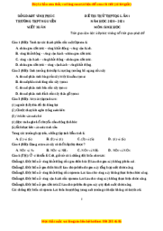 Đề thi thử Sinh Học trường Nguyễn Viết Xuân lần 1 năm 2021