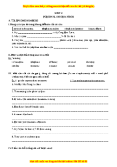 Bài tập Unit 2: Personal infomation Tiếng Anh 7 - Mai Lan Hương
