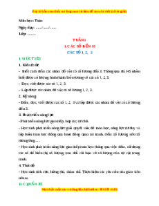 Giáo án Các số 1, 2, 3 Toán lớp 1 Cánh diều