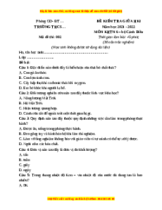 Đề thi giữa kì 1 KHTN 6 Cánh diều - Đề 2