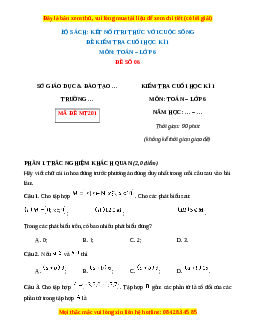 Đề thi cuối kì 1 Toán 6 Kết nối tri thức (Đề 6)