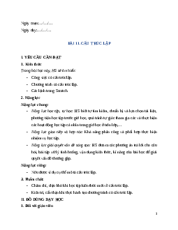 Giáo án Bài 11: Cấu trúc lặp Tin học lớp 5 Kết nối tri thức