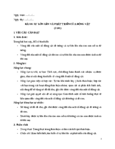 Giáo án Bài 16: Sự lớn lên và phát triển của động vật Khoa học lớp 5 Chân trời sáng tạo