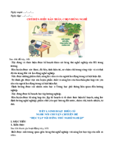 Giáo án Chủ đề 9: Hiểu bản thân - Chọn đúng nghề