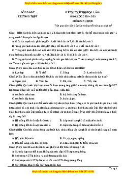 Đề thi thử Sinh Học trường Chuyên Nguyễn Trãi lần 1 năm 2021