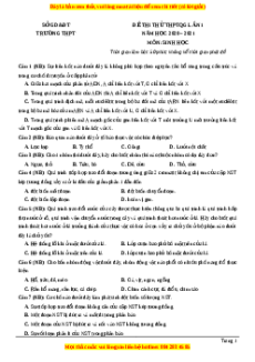 Đề thi thử Sinh Học trường Chuyên Nguyễn Trãi lần 1 năm 2021