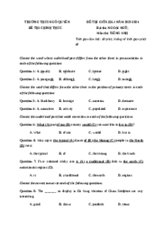 Đề thi giữa kì 1 Tiếng Anh 8 ilearn smart world trường THCS Ngô Quyền