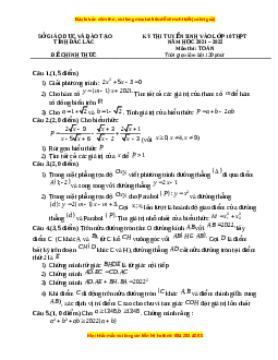 Đề thi vào 10 môn Toán tỉnh Đắc Lắc năm 2022