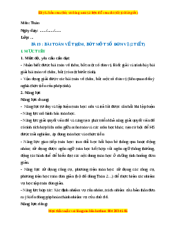 Giáo án Bài toán về thêm, bớt một số đơn vị Toán lớp 2 Kết nối tri thức