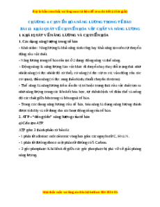 Lý thuyết Sinh học 10 Kết nối tri thức Bài 13: Khái quát về chuyển hóa vật chất và năng lượng