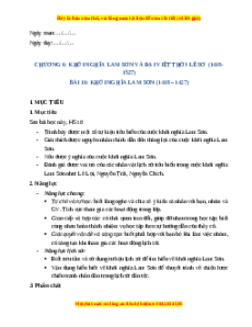 Giáo án Bài 16 Lịch sử 7 Kết nối tri thức (Phiên bản 2): Khởi nghĩa Lam Sơn (1418-1427)
