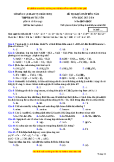 Đề thi thử tốt nghiệp Hóa học trường THPT Hàn Thuyên - Bắc Ninh lần 1 năm 2024