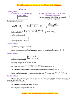 Đề thi vào 10 Toán Tỉnh Lạng Sơn năm 2023-2024