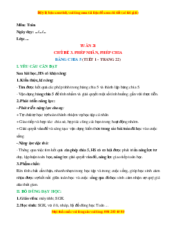 Giáo án Bảng chia 5 Toán lớp 2 Cánh diều