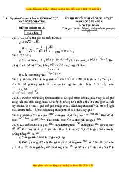 Đề thi vào 10 Toán Tỉnh Hà Tĩnh năm 2023-2024