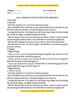 Giáo án Ammonia và một số hợp chất ammonium Hóa học 11 Chân trời sáng tạo