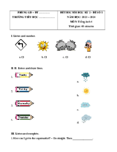 Đề thi cuối kì 2 Tiếng Anh lớp 4 Global success (Đề 1)