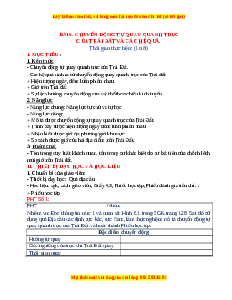 Giáo án Bài 6 Địa lí 6 Chân trời sáng tạo (2024): Chuyển động tự quay quanh trục của Trái Đất và hệ quả