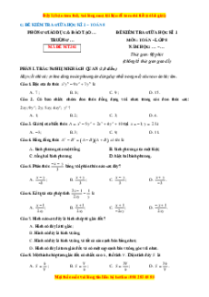 Đề thi giữa kì 1 Toán 8 Cánh diều (Đề 7)