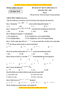 Đề thi cuối kì 1 Toán 6 Kết nối tri thức Phòng GD&ĐT Hải Hậu - Nam Định