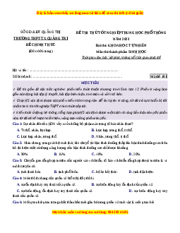 Đề thi thử Sinh học trường Thị xã Quảng Trị lần 1 năm 2023