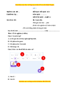 Đề thi cuối kì 2 Tin học lớp 4 Cánh diều (Đề 1)