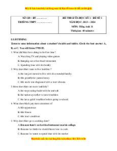 Đề thi giữa kì 1 Tiếng Anh 11 Global success (Đề 1 kèm file nghe)