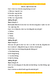 Trắc nghiệm Địa lý 7 Bài 19 Kết nối tri thức: Châu Nam Cực