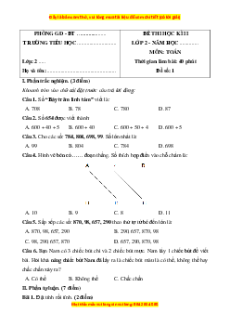 Bộ 40 đề thi cuối kì 2 Toán lớp 2 Kết nối tri thức có đáp án