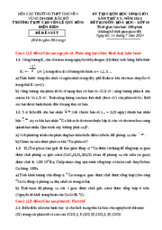 Đề thi HSG Hóa học 10 Trường THPT Chuyên Lê Quý Đôn - Điện Biên