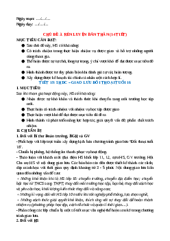 Giáo án HĐTN 10 Kết nối tri thức Chủ đề 3. Rèn luyện bản thân