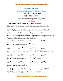 Đề thi giữa kì 1 Toán 6 Kết nối tri thức (Đề 3)