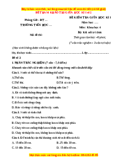 Đề thi giữa kì 1 Khoa học lớp 4 Kết nối tri thức - Đề 2