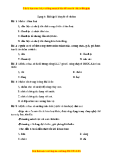 Trắc nghiệm Bài tập lí thuyết về nhôm Hóa học 9