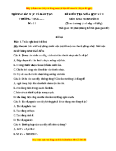 Đề thi giữa kì 2 KHTN 8 Cánh diều (nối tiếp) - Đề 1