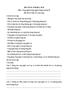 Đề cương ôn tập Học kì 2 Công nghệ trồng trọt 10 Kết nối tri thức (có đáp án)