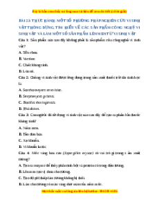 Trắc nghiệm Thực hành một số phương pháp nghiên cứu vi sinh vật thông dụng, tìm hiểu về các sản phẩm công nghệ vi sinh vật và làm một số sản phẩm lên men từ vi sinh vật Sinh học 10 Kết nối tri thức