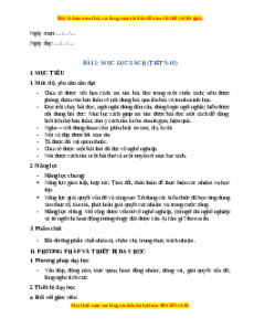Giáo án Mục lục sách Tiếng Việt 2 Chân trời sáng tạo