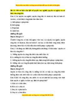 Trắc nghiệm KTPL 10 Bài 22 Chân trời sáng tạo: Nội dung cơ bản của Hiến pháp nước cộng hòa xã hội chủ nghĩa Việt Nam năm 2013 về quyền con người, quyền và nghĩa vụ cơ bản của công dân