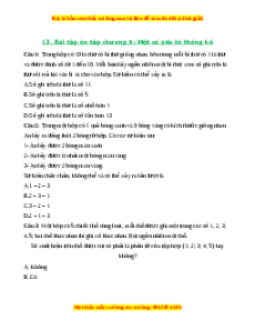 Trắc nghiệm Bài tập cuối chương 9 Toán 6 Chân trời sáng tạo