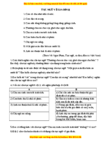 Phiếu bài tập Tuần 1 Tục ngữ về gia đình Ngữ văn 7